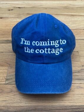 Blue 'I'm coming to the cottage' Embroidered Baseball Cap